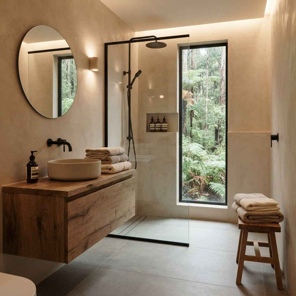 Spa-style cabin bathroom