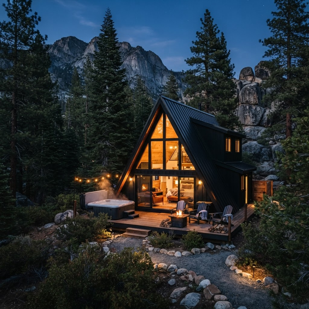 A-frame cabin exterior